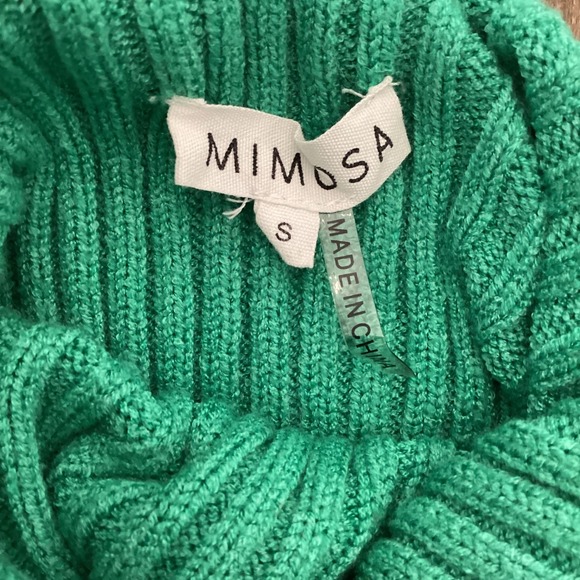Mimosa Green Ribbed Turtleneck Cropped Sweater Size S - Picture 5 of 7